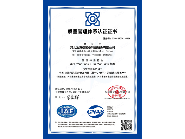 <strong>質(zhì)量管理體系認(rèn)證證書(shū)</strong>